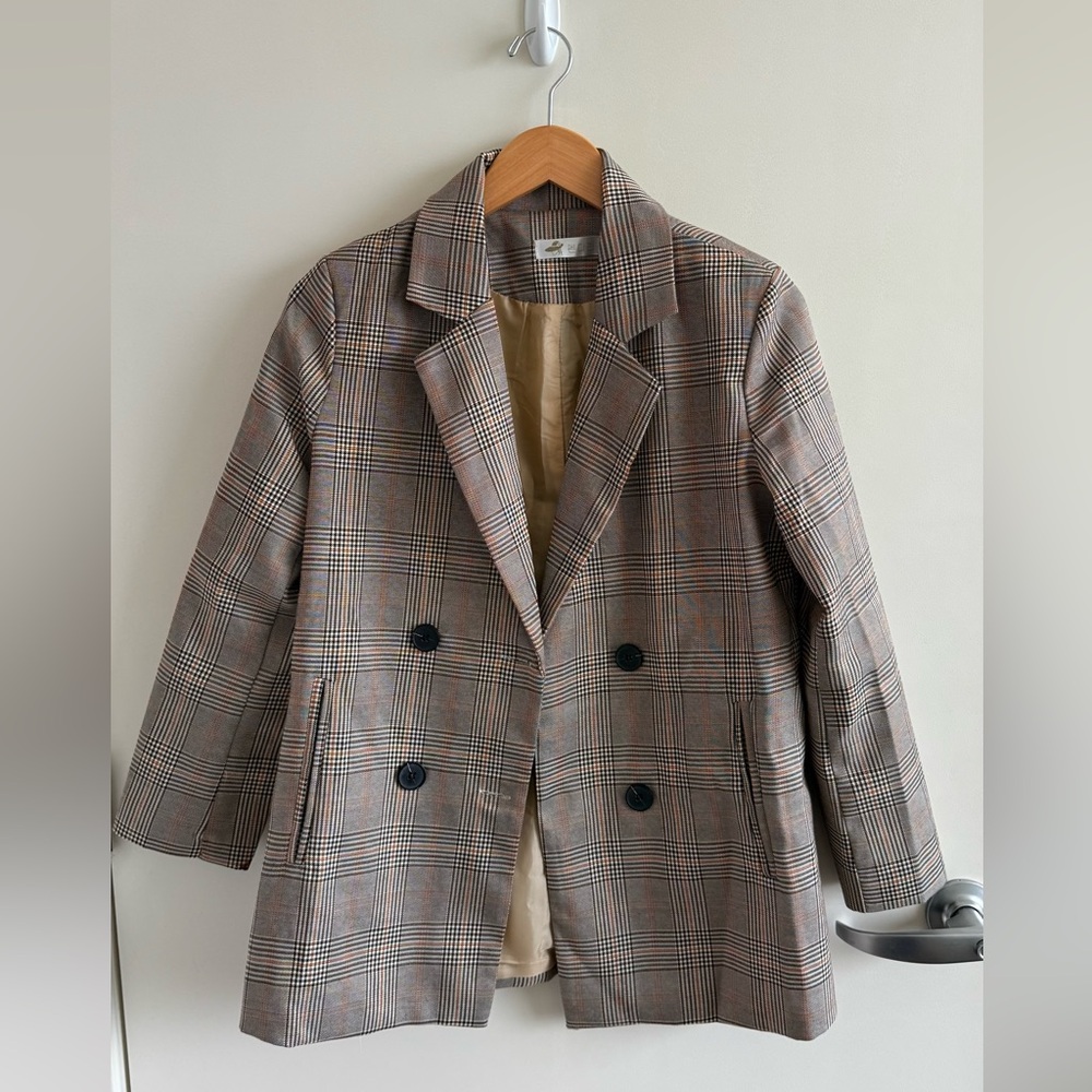 Plaid Double-Breasted Coat